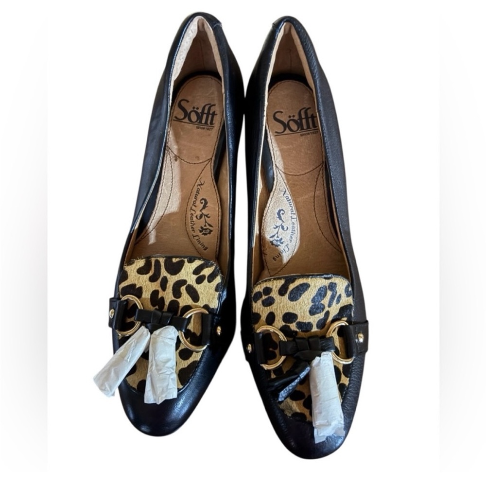 Sofft Black and Leopard Print Loafers